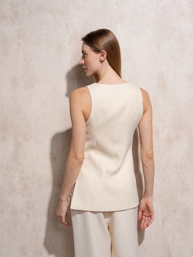 CHALECO LARGO BEIGE - Imagen 5