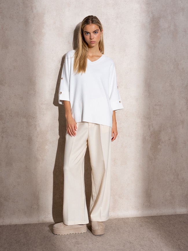 SUETER DE PUNTO BOTONES BLANCO