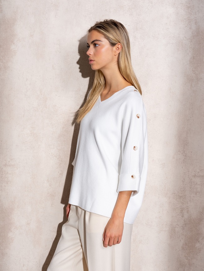 SUETER DE PUNTO BOTONES BLANCO - Imagen 3