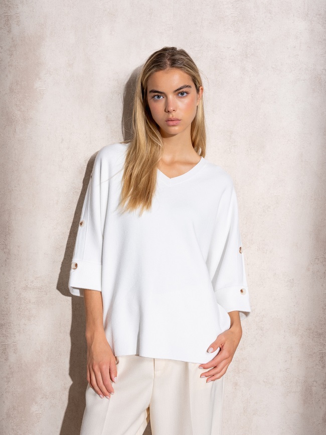 SUETER DE PUNTO BOTONES BLANCO - Imagen 4